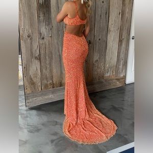 Portia & Scarlett orange sequin prom dress
